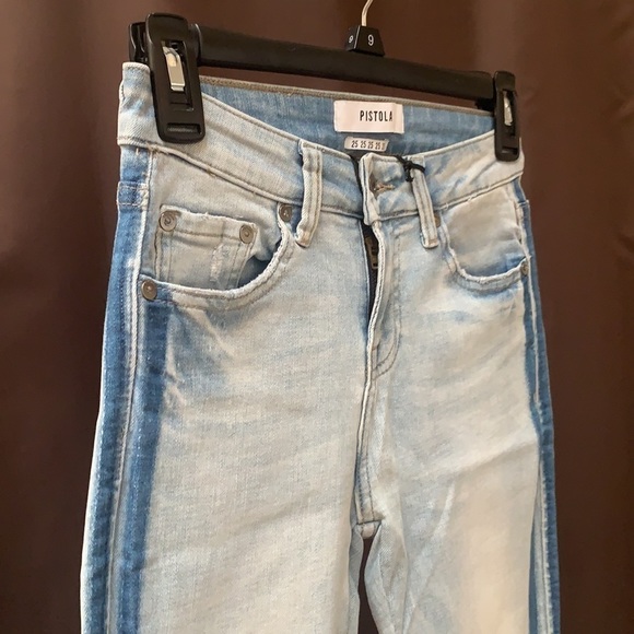 PISTOLA Light Wash Mid Rise Skinny Two Toned Denim Jeans Size 25 NWT - Picture 6 of 14